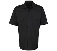 Premier Short Sleeve Pilot Shirt - 3 Colours / 14.5" - 19" Collar - Black - 18.5
