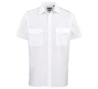 Premier Men's Short Sleeve Pilot Plain Work Shirt in White | Size: 17.5 in Premier White 17.5 in