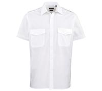 Premier Men's Short Sleeve Pilot Plain Work Shirt in White | Size: 17 inches Premier White 17 inches