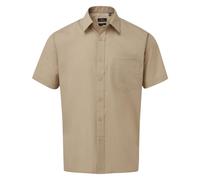 Premier Men's Short Sleeve Poplin Shirt in Khaki | Size: 18.5 in Premier Khaki 18.5 in