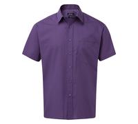Premier Mens Short Sleeve Poplin Shirt (Purple) - Size 18 inch