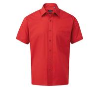 Premier Mens Short Sleeve Poplin Shirt (Red) - Size 18 inch