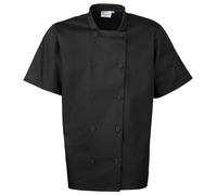 Premier Men's Short Sleeved Chefs Jacket Workwear in Black | Size: 5XL Premier Black 5XL