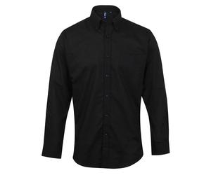 Premier Mens Signature Oxford Long Sleeve Work Shirt (Black) - Size 16R