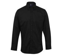 Premier Mens Signature Oxford Long Sleeve Work Shirt (Black) - Size 18.5R