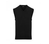 Premier Mens Sleeveless Cotton Acrylic V Neck Sweater (Black) - Size X-Small