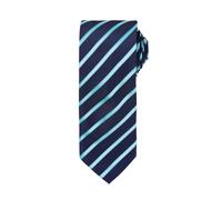 Premier Mens Sports Stripe Pattern Formal Work Tie (Navy/ Turquoise) - Navy/Blue - One Size