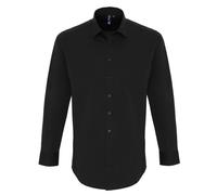 Premier Men's Stretch Fit Poplin Long Sleeve Shirt in Black | Size: 2XL Premier Black 2XL