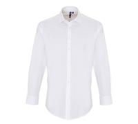 Premier Men's Stretch Fit Poplin Long Sleeve Shirt in White | Size: 2XL Premier White 2XL