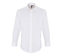 Premier Men's Stretch Fit Poplin Long Sleeve Shirt in White | Size: 4XL Premier White 4XL