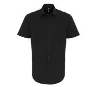 Premier Men's Stretch Fit Poplin Short Sleeve Shirt in Black | Size: Medium Premier Black M