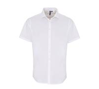 Premier Men's Stretch Fit Poplin Short Sleeve Shirt in White | Size: Small Premier White S