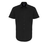 (4XL, Black) Premier Mens Stretch Fit Poplin Short Sleeve Shirt
