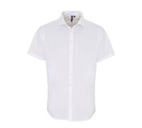 Premier Mens Stretch Fit Poplin Short Sleeve Shirt (White) - Size Large