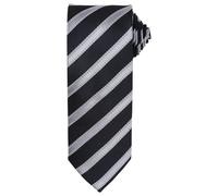 Premier Mens Stripe Waffle Tie (Black/Dark Grey) - One Size