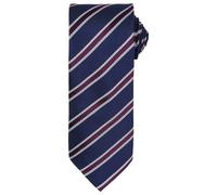 Premier Mens Stripe Waffle Tie (Navy/Aubergine) - One Size