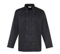 Premier Men's Stud Front Long-Sleeved Chef Jacket in Black | Size: 3XL Premier Black 3XL