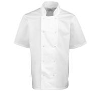 Premier Men's Studded Front Short Sleeve Chefs Jacket in White | Size: 4XL Premier White 4XL