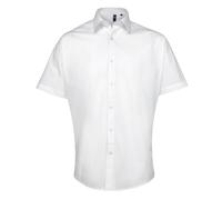 (16, White) Premier Mens Supreme Heavy Poplin Short Sleeve Work Shirt