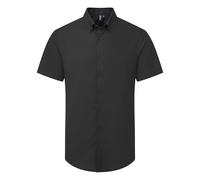 Premier Men's Supreme Oxford Short-Sleeved Formal Shirt in Black | Size: Medium Premier Black M
