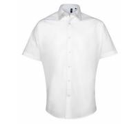 Premier Mens Supreme Poplin Short-Sleeved Shirt (White) - Size 15.5 inch