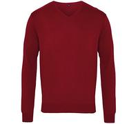Premier Mens V-Neck Knitted Sweater (L) (Burgundy)
