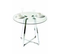 Premier Metropolitan Round Glass Dining Table Modern Dining Tables with Chrome Legs H76xW90xD90