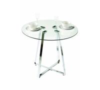 Round Dining Table with Glass Top and Chrome Leg (Seats 4) chrome