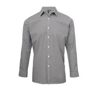 Premier Microcheck (Gingham) long sleeve cotton shirt - Fitted style