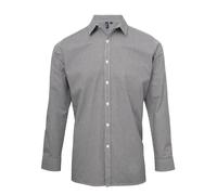 Premier Microcheck (Gingham) long sleeve cotton shirt - Mens, 100% Cotton
