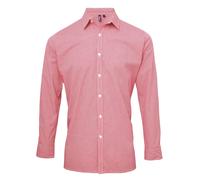 Premier Microcheck (Gingham) long sleeve cotton shirt - Mens, 100% Cotton