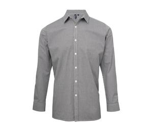 Premier Microcheck (Gingham) long sleeve cotton shirt - Mens, 100% Cotton