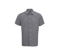 Premier Microcheck (Gingham) short sleeve cotton shirt - Mens, 100% Cotton
