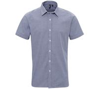 Premier Microcheck (Gingham) short sleeve cotton shirt - Mens, 100% Cotton