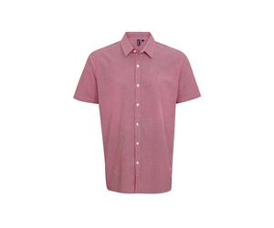 Premier Microcheck (Gingham) short sleeve cotton shirt - Mens, 100% Cotton