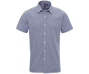 Premier Microcheck (Gingham) short sleeve cotton shirt - Mens, 100% Cotton