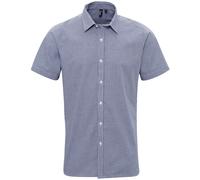 Premier Microcheck (Gingham) short sleeve cotton shirt - Soft collar styling