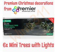 Premier Mini Christmas Tree LED Path Lights Set of 6 - Outdoor Decorations White