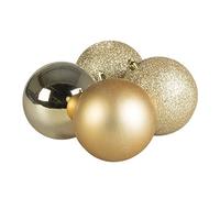 Premier Mixed Finish Champagne Gold Shatterproof Baubles - 4 X 100mm