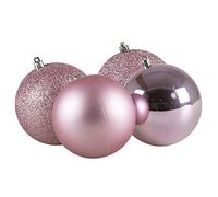 Premier Mixed Finish Pink Shatterproof Baubles - 4 X 100mm