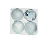 Premier Mixed Finish Silver Shatterproof Baubles - 4 X 100mm