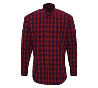Premier Mulligan Check Cotton Long Sleeve Shirt Men Casual Smart Semi-Fitted
