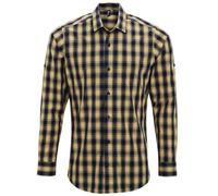 Premier Mulligan Check Cotton Long Sleeve Shirt Men Casual Smart Semi-Fitted