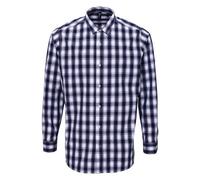 Premier Mulligan Check Cotton Long Sleeve Shirt Men Casual Smart Semi-Fitted