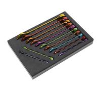 SEALEY SPANNER SET 12PC METRIC COMBINATION WRENCH RING OPEN IN EVA TRAY AK63267