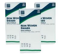 Premier Non-Sterile Non-Woven Swabs, 4 Ply, 10 cm x 10 cm, White Paper Packs, Soft, Virtually Lint-Free, Peel Open Pouch, Latex-Free (3)