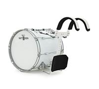 Premier NXT GEN Marching 16" x 14" Bass Drum, White | Punchy Deep Tone from Basswood Shell, Internal Dampening for Focus, White PVC Wrap, Harness and Beaters Included