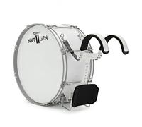 Premier NXT GEN Marching 26" x 10" Traditional Bass Drum, White | Deep Tone with Quick Decay from Basswood Shell, White PVC Wrap, Internal Dampening, Harness and Beaters Included