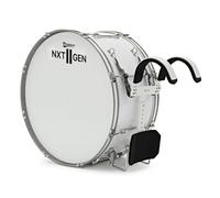Premier NXT GEN Marching 28" x 12" Traditional Bass Drum, White | Fast Bass Drum Tone from Basswood Shell, White PVC Wrap, Internal Dampening, Harness and Beaters Included