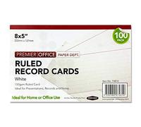 Premier Office A2874810 8 x 5 mm Record Card - White (Pack of 100)